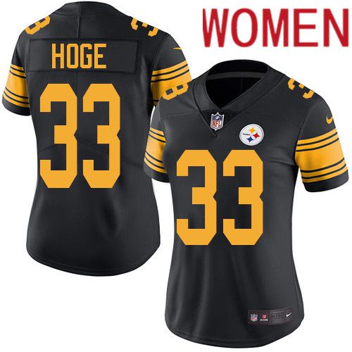 Women Pittsburgh Steelers 33 Merril Hoge Nike Black Vapor Limited Rush NFL Jersey